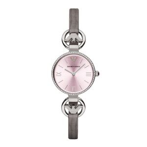 New Emporio Armani Lady’s Pink Dial Watch with leather Strap 28mm
